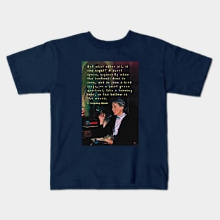 Copy of Virginia Woolf portrait and quote: But what after all is one night? A short space.... Kids T-Shirt